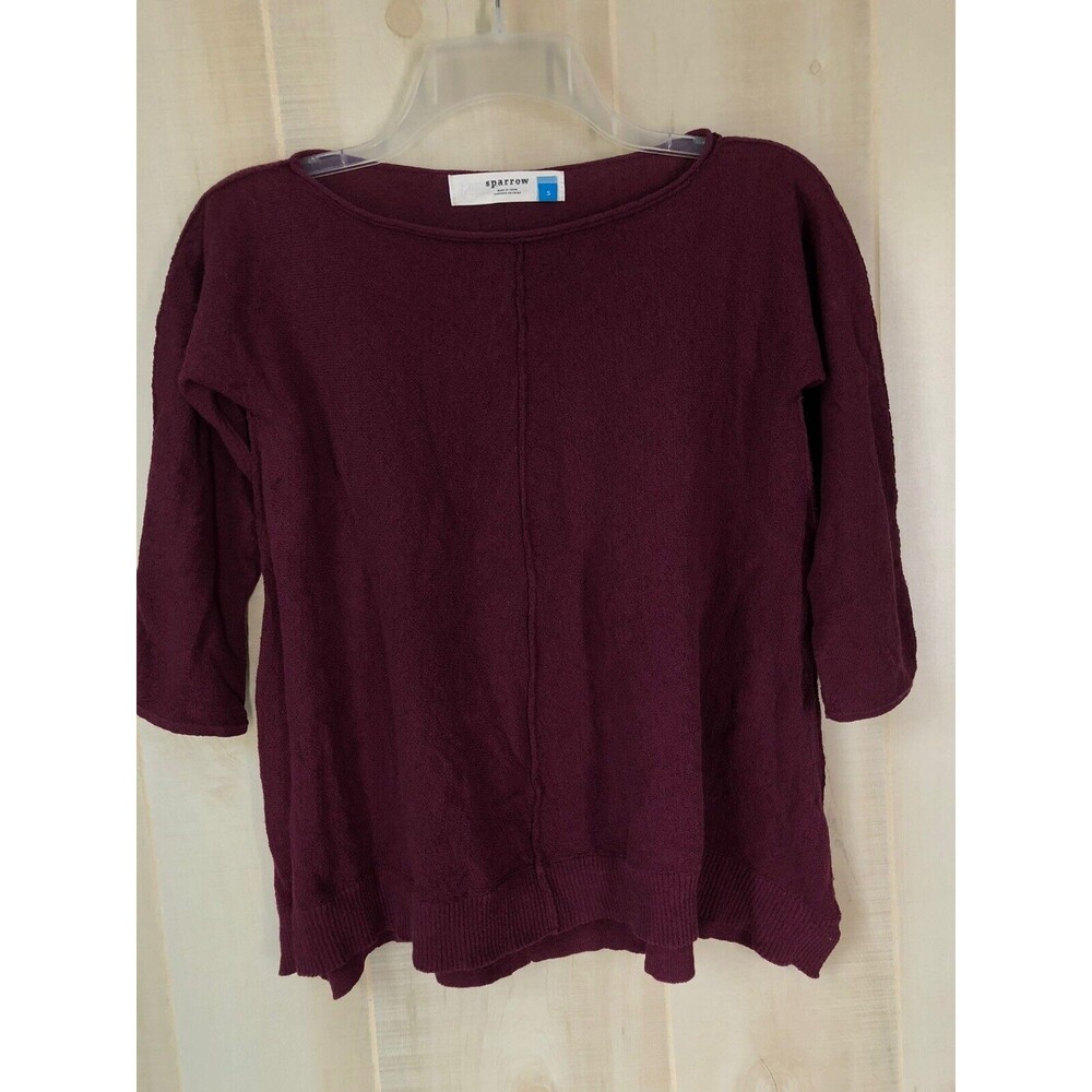 Women's Anthropologie Top SPARROW Maroon Sweater Cotton Size Small Stretchy